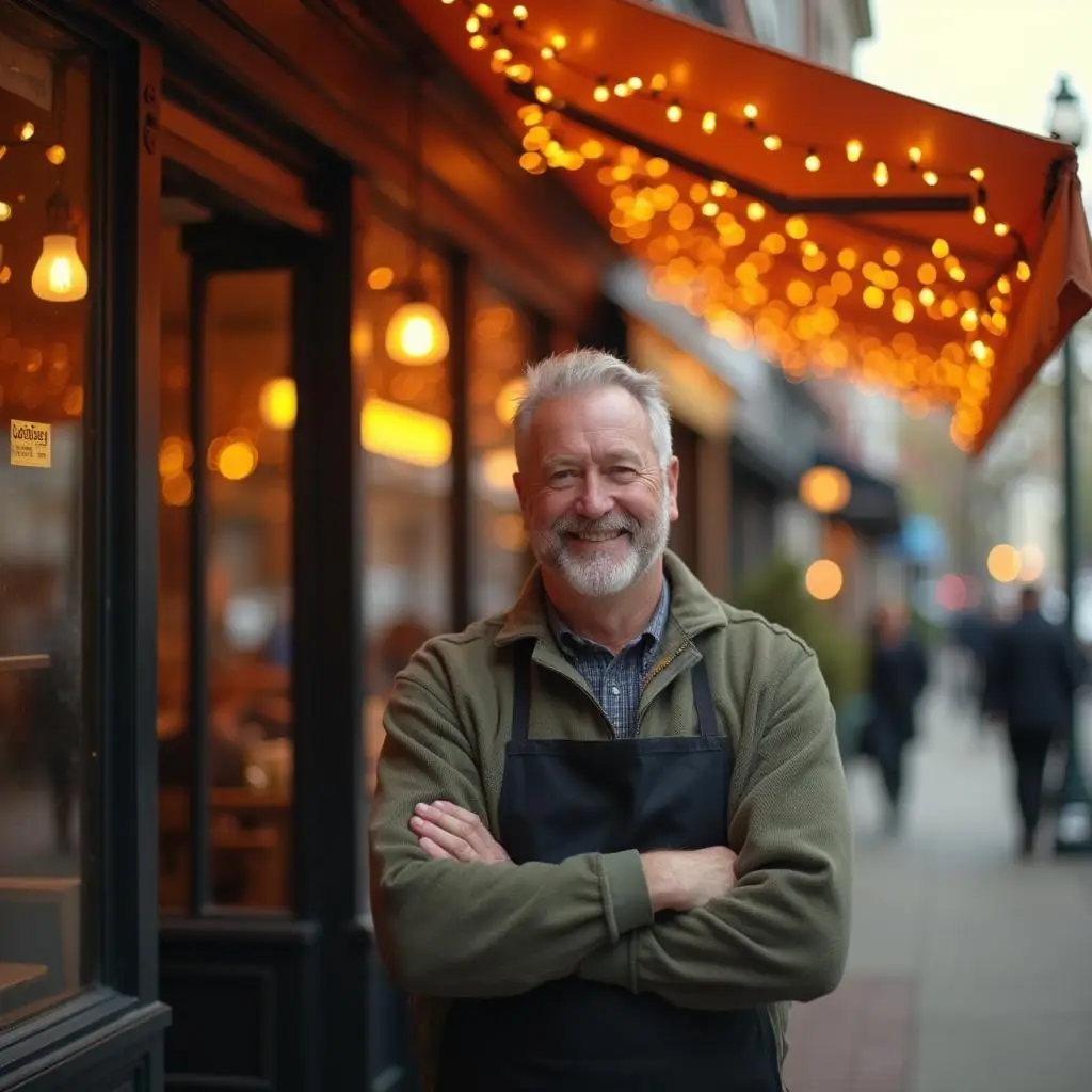 small business owner selling his business in a small town