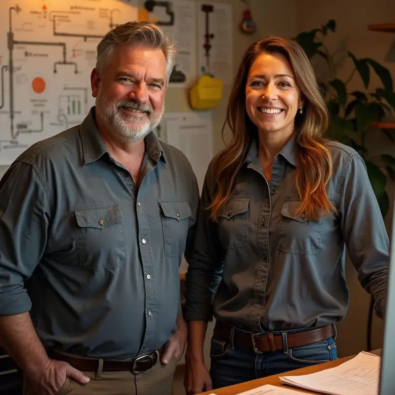 man and woman selling plumbing business with Unbroker
