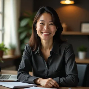 expert woman ready to help from office