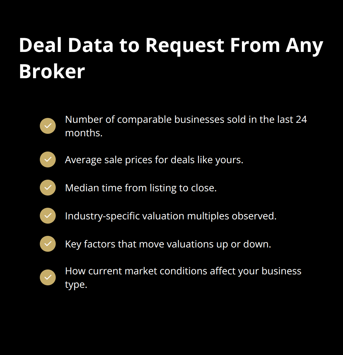 Checklist of specific deal data to request from a broker before hiring - best business brokers