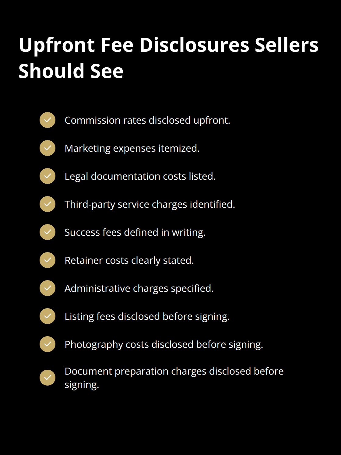 Checklist of fees that ethical business brokers disclose upfront to U.S. sellers - broker ethics