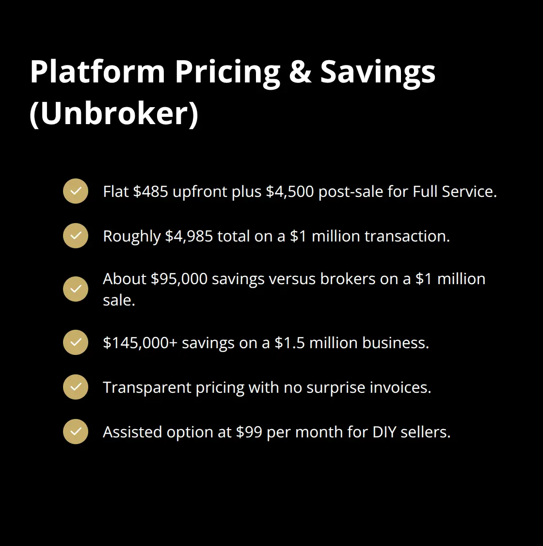 Key pricing facts and savings when selling a business through a platform versus a traditional broker in the U.S. - broker replacement