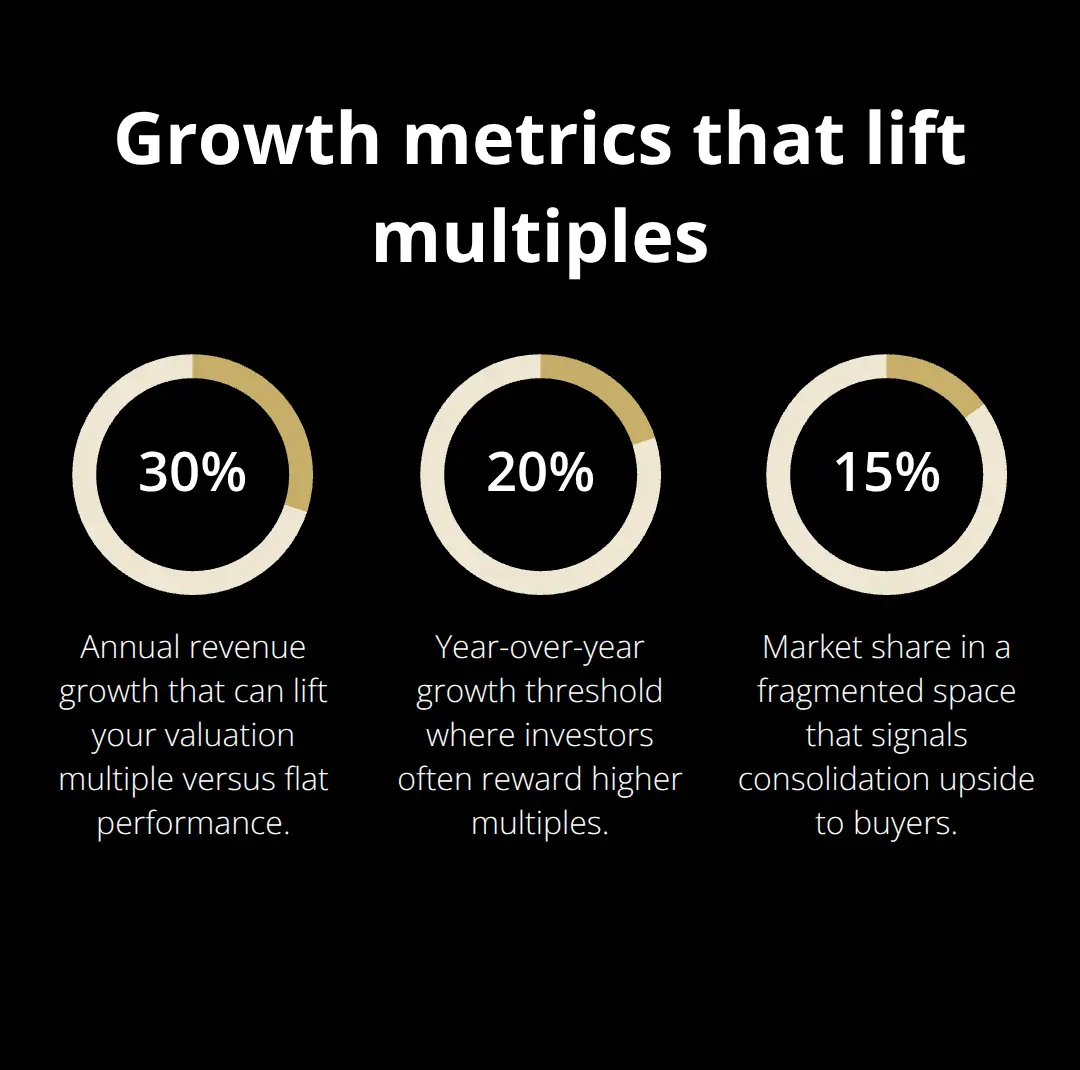 Key growth percentages that reduce perceived risk and raise valuation multiples - business valuation basics