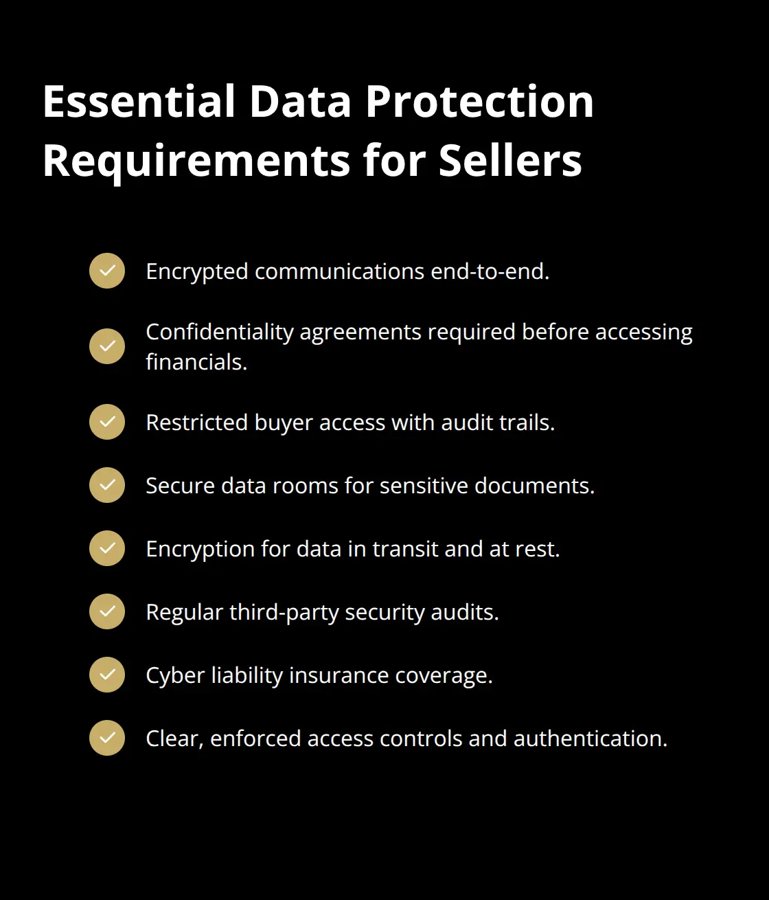 Checklist of must-have data protection features in a digital marketplace. - Digital business sale marketplace
