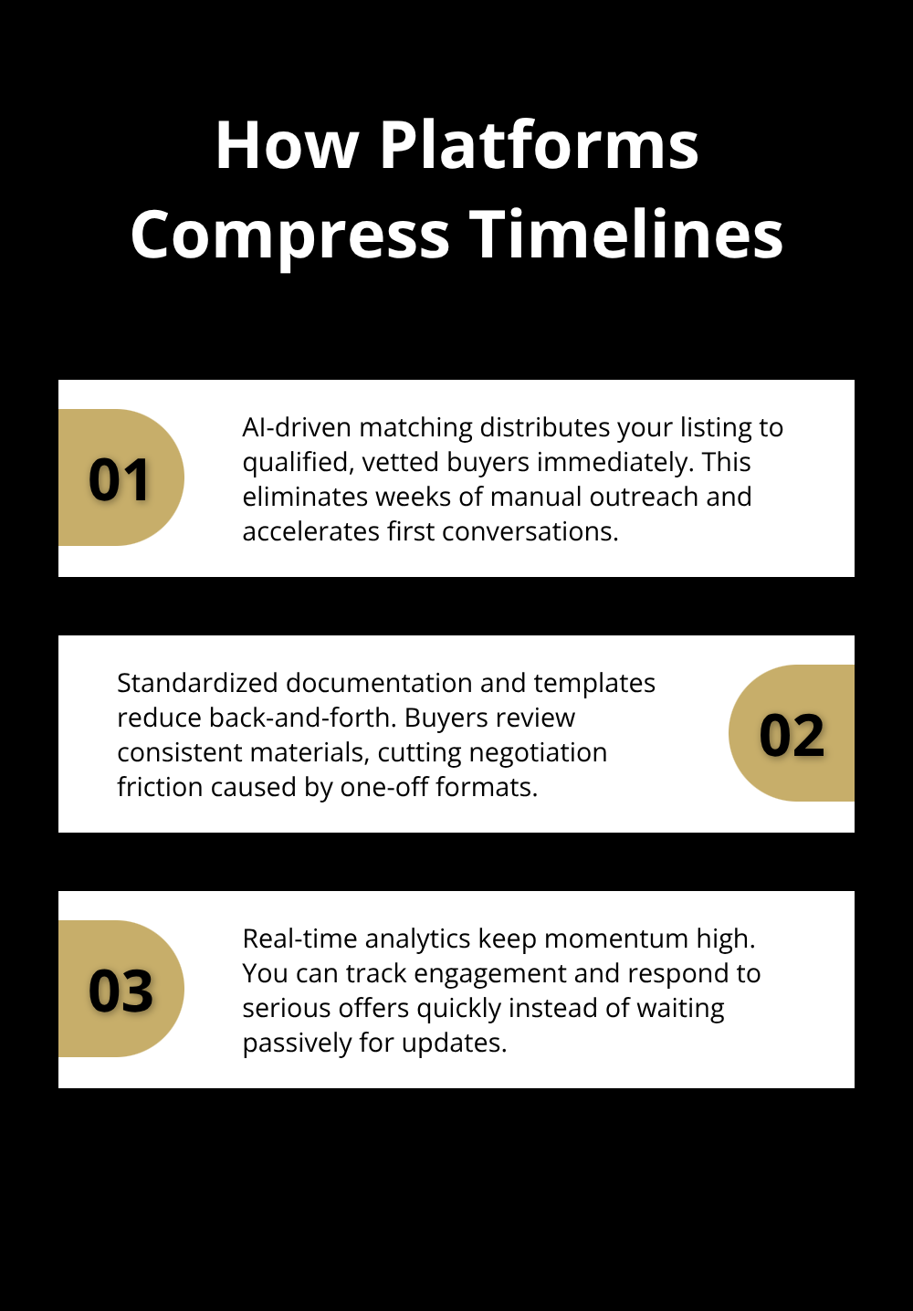 Three platform capabilities that shorten the business sale process.