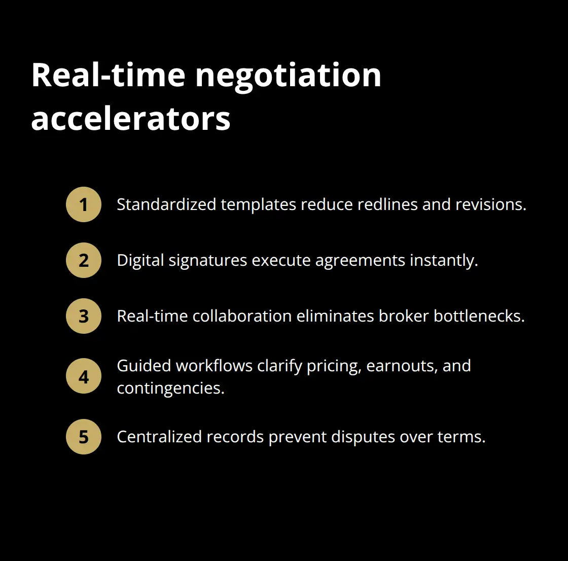 Compact list of features that speed up closing - digital transaction platform