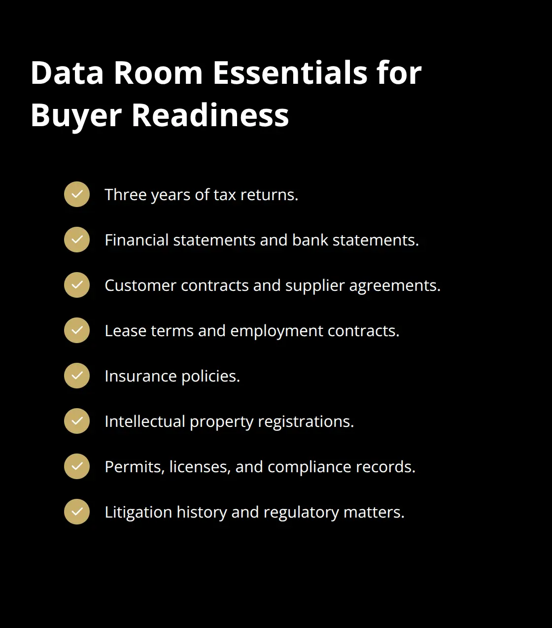 Checklist of key documents to prepare for due diligence - DIY pitfalls