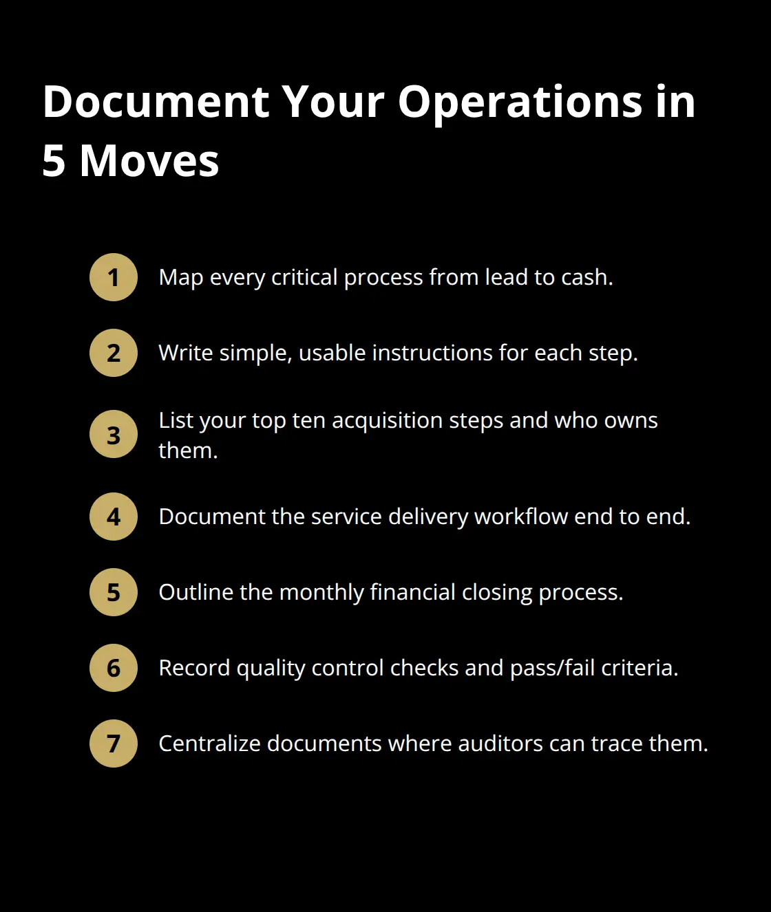Compact checklist of actions to document and prove operational readiness