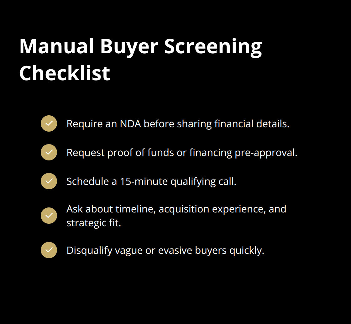 Checklist of steps to qualify buyers before sharing sensitive information - DIY selling resources