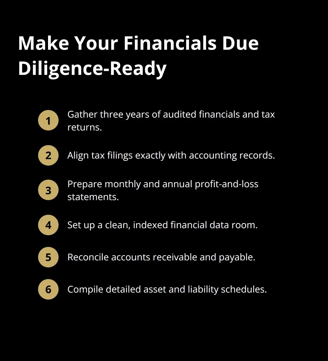 Key steps to prepare business financials for buyer due diligence