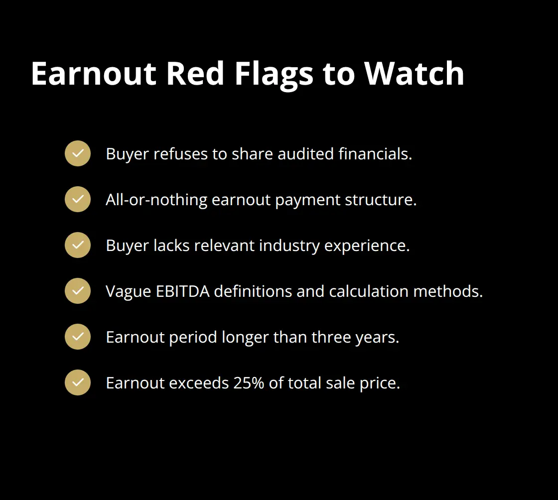 Checklist of common earnout red flags for sellers. - earnout deals