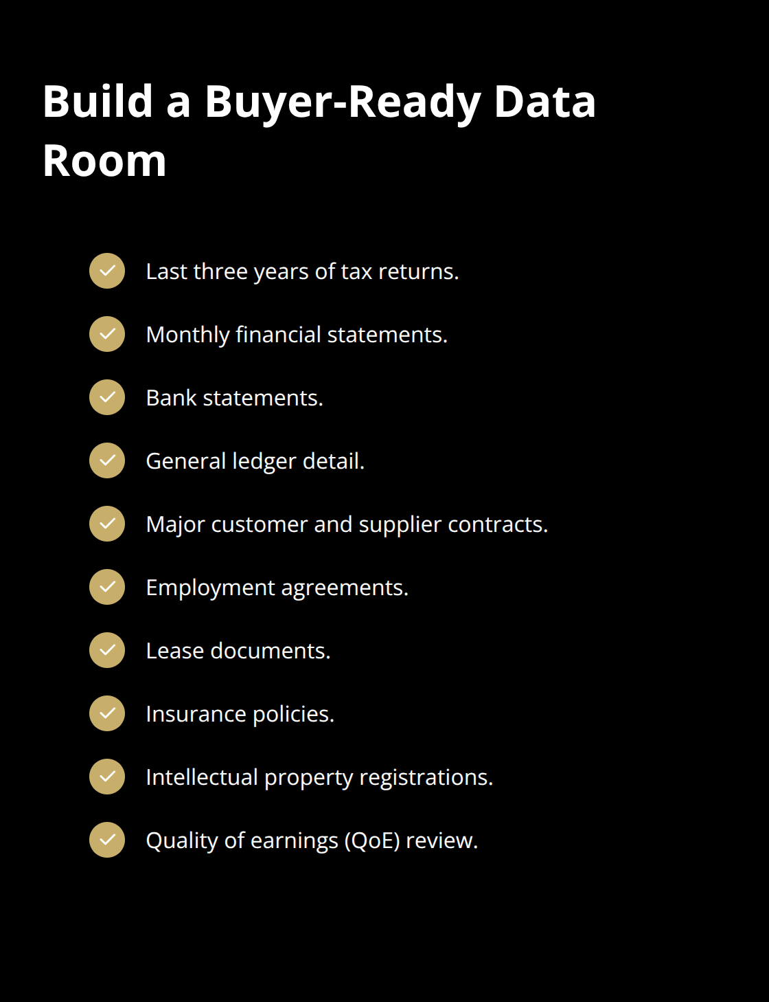 Checklist of essential documents to organize before selling a U.S. business - exit planning for sellers