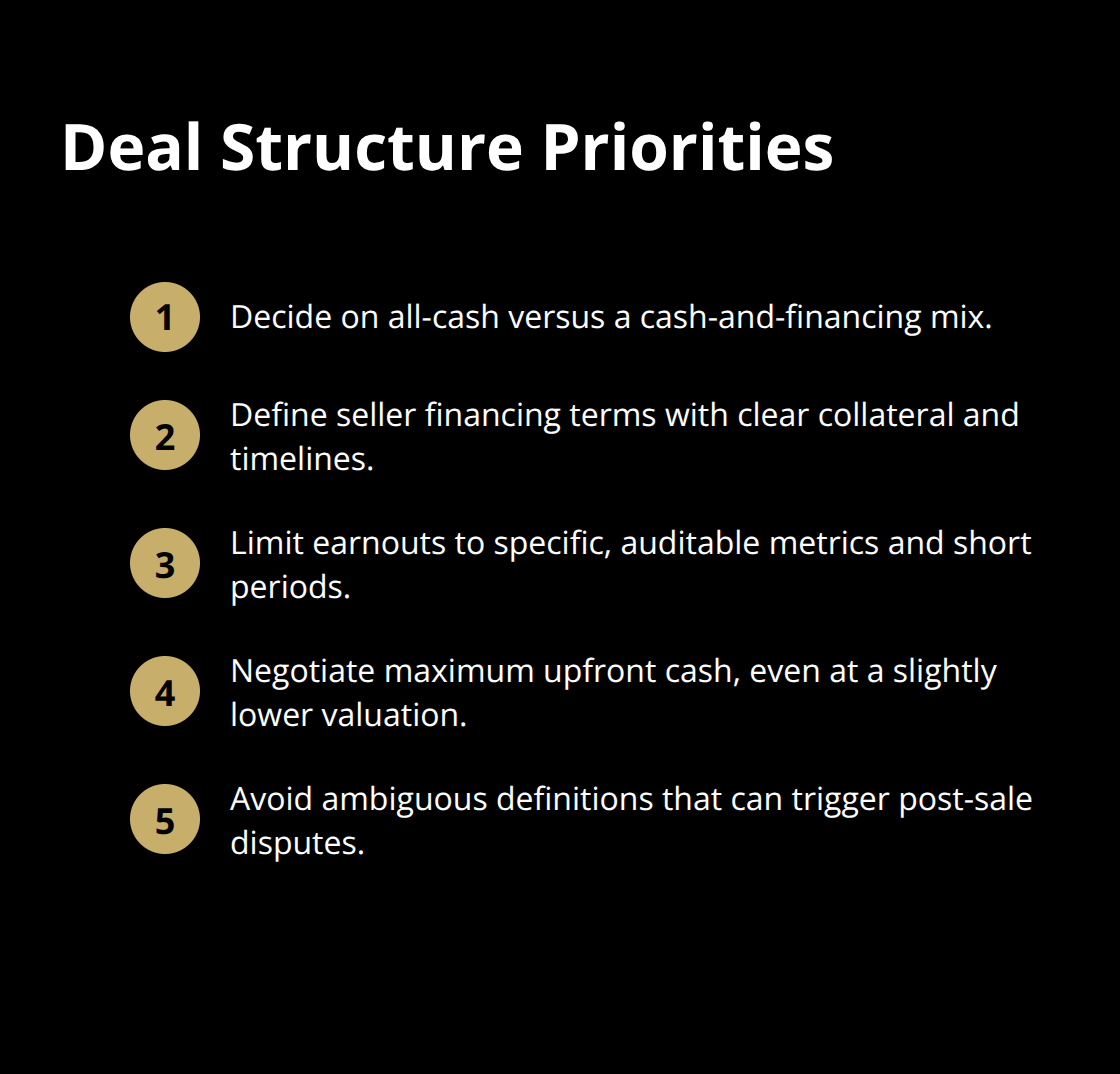 Compact list of seller-friendly deal structure guidelines - exit planning steps