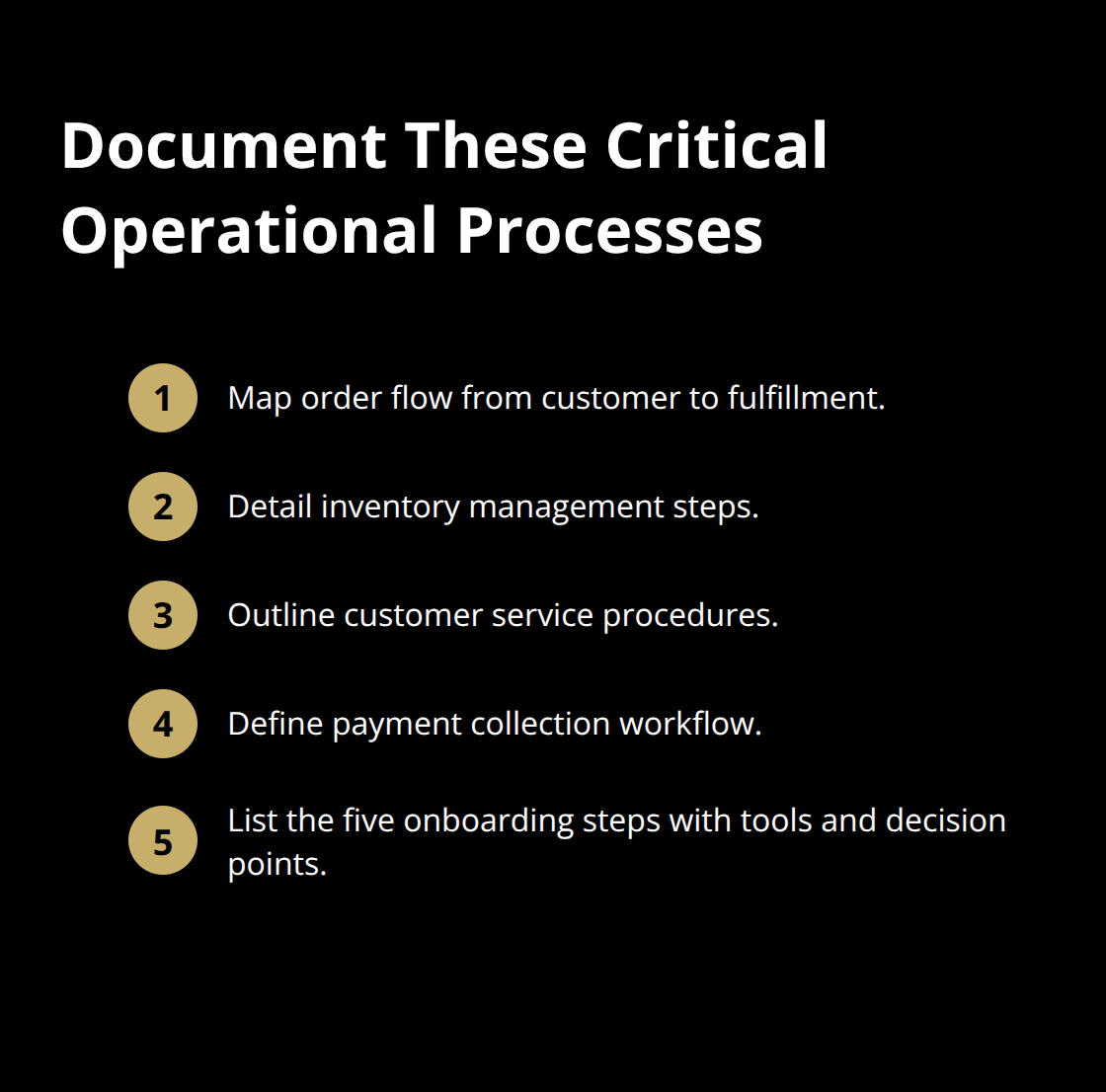 Compact list of essential processes buyers expect to see fully documented. - exit readiness checklist
