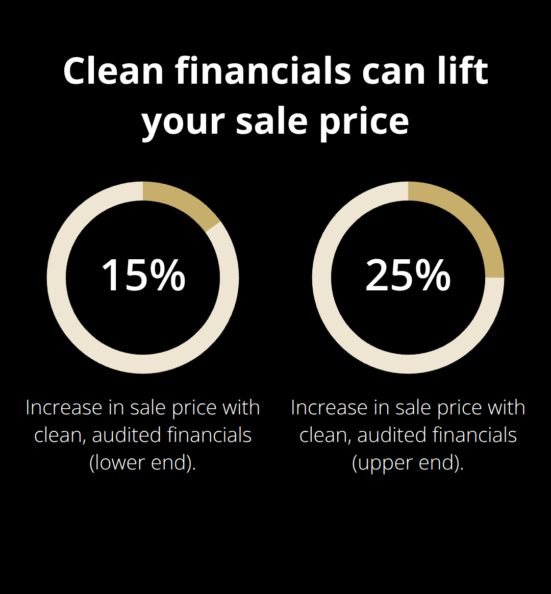 Chart showing 15% to 25% higher sale price with clean, audited financials - exit readiness roadmap