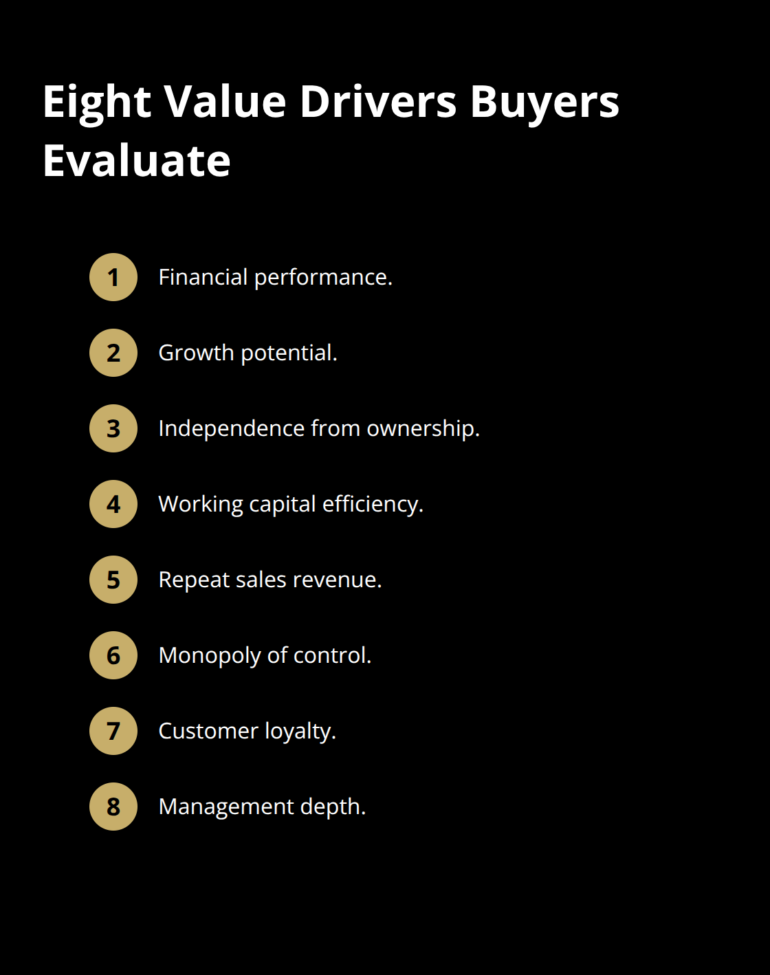 Eight value drivers buyers assess over a five-year plan - exit strategies for owners