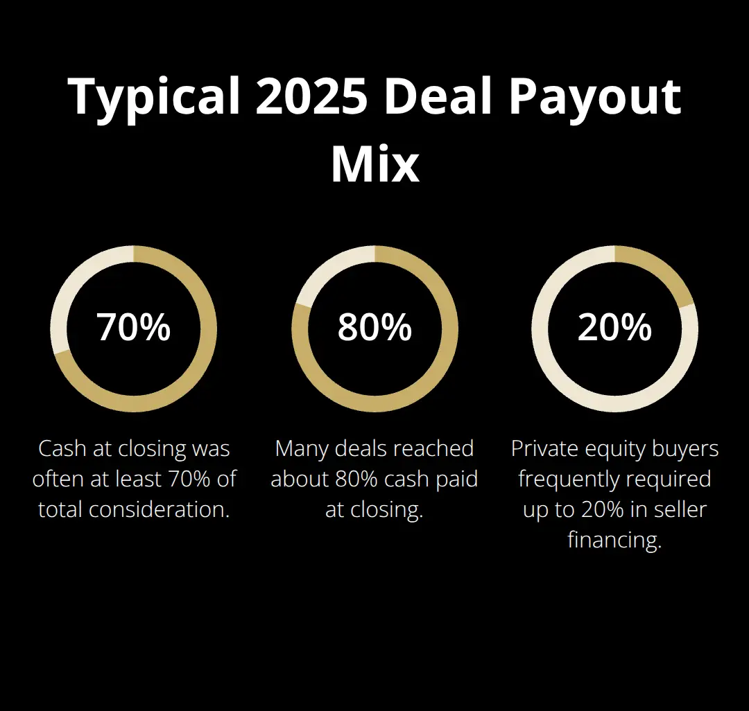 Percentage breakdown of typical middle-market deal payouts in 2025. - exit topics for owners