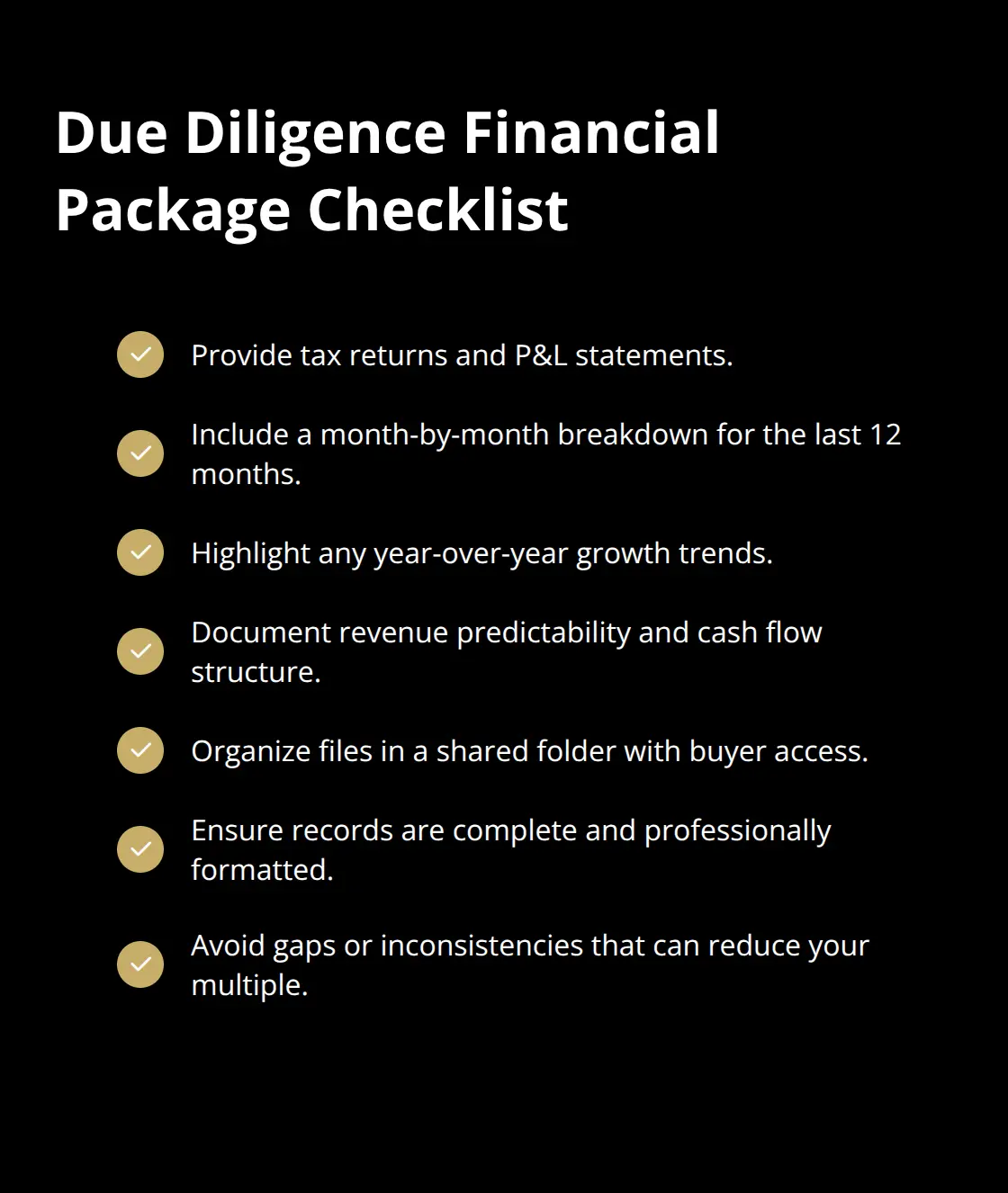 Checklist of must-have financial documents and practices for presenting a U.S. home-based business to buyers. - home based business sale