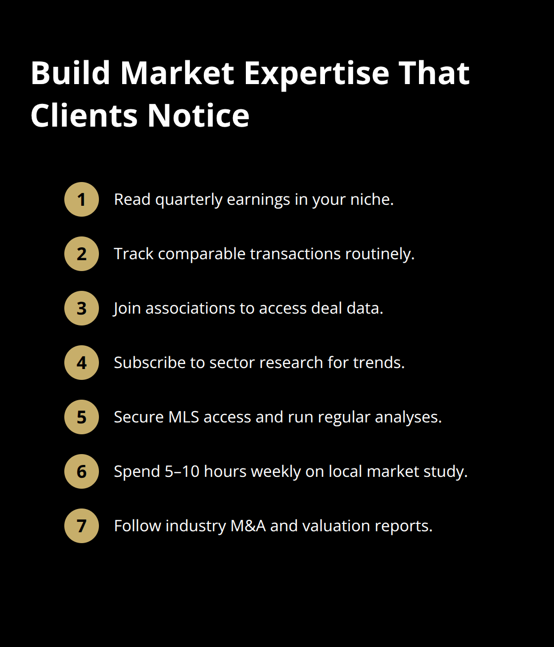 Compact action list to deepen broker market expertise - how to become broker