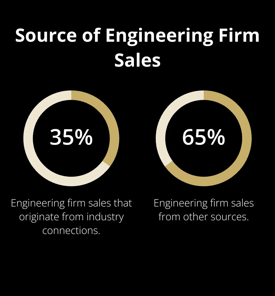 Chart showing that 35% of engineering firm sales originate from industry connections