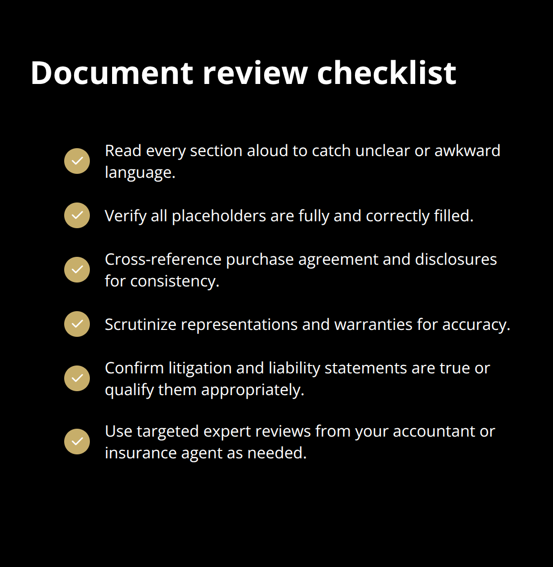 Checklist to review business sale documents thoroughly before signing - legal document templates