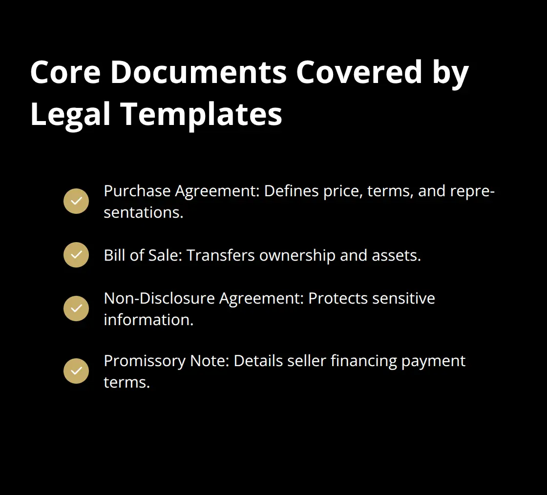 Checklist of essential deal documents included in professional legal template libraries. - legal templates included