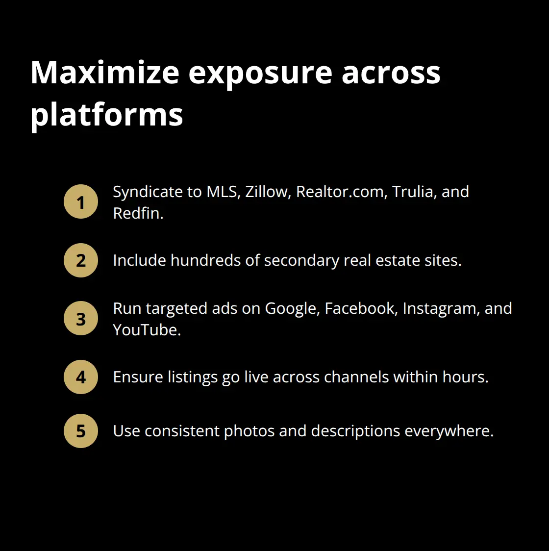 Compact checklist of listing syndication and ad channels - Listing exposure strategies