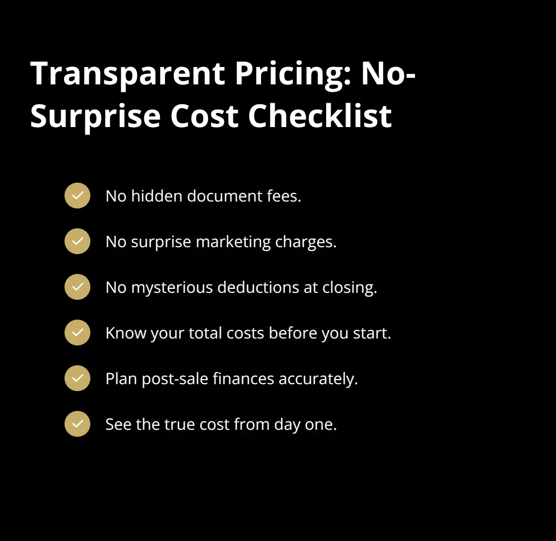 Checklist of cost transparency benefits sellers get with low-cost platforms. - low cost brokerage options