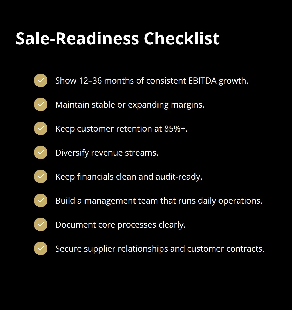 Checklist of key sale-readiness factors for business owners