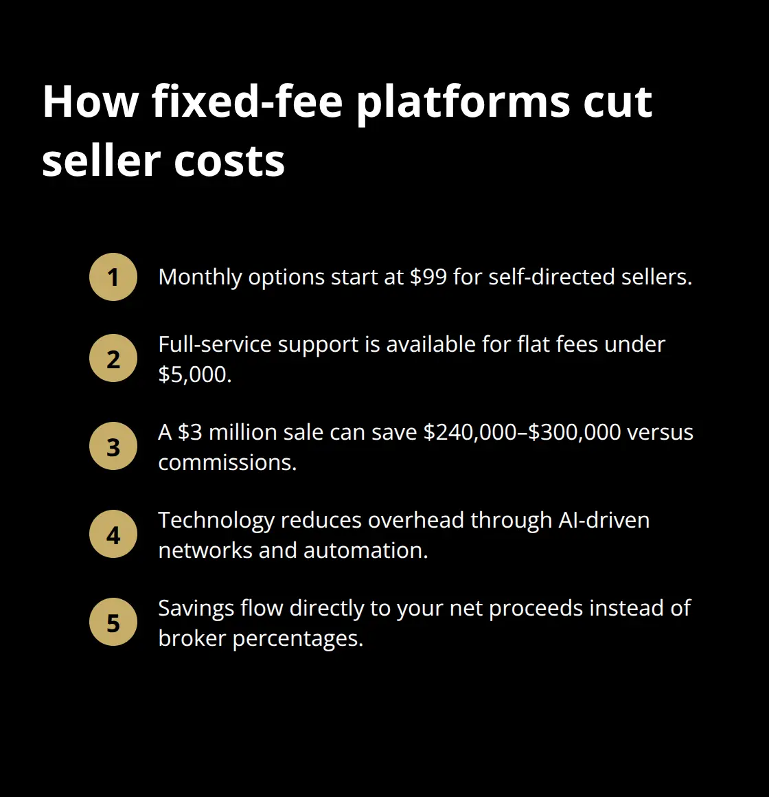 Compact list of key cost advantages of modern platforms