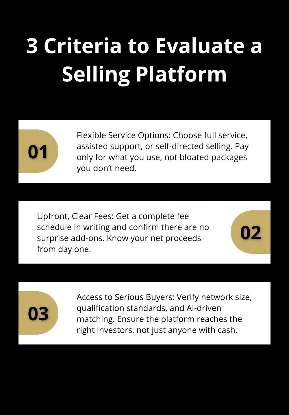 Three-point checklist for choosing a modern business sale platform in the U.S.
