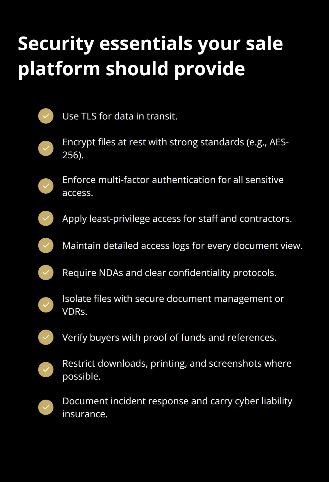 Checklist of must-have platform security features for U.S. business sales - platform security measures