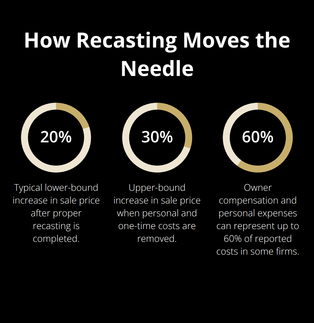 Percentage highlights of valuation impact from recasting for U.S. sellers.
