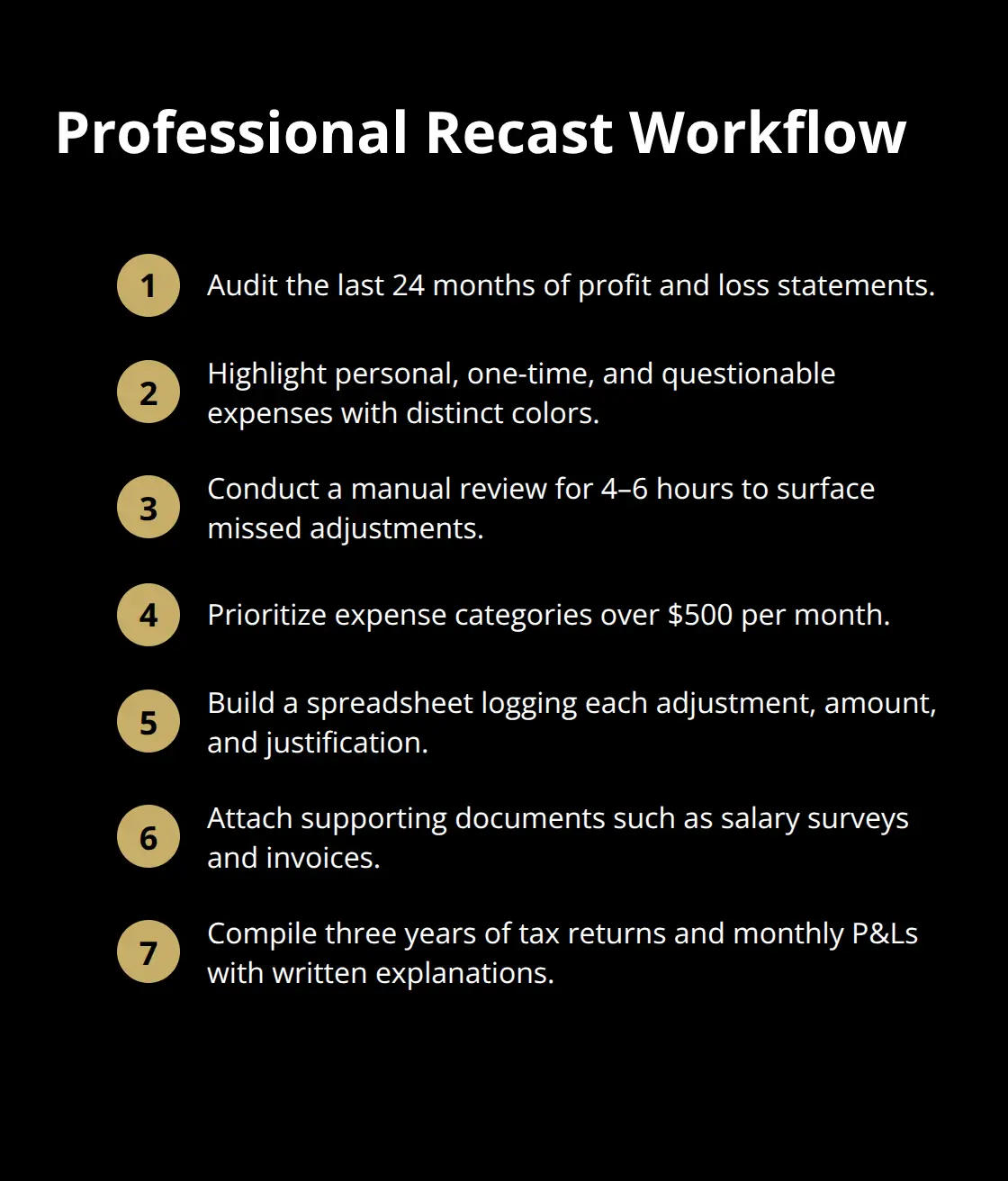 Compact step-by-step workflow to execute a professional financial statement recast. - recasting earnings