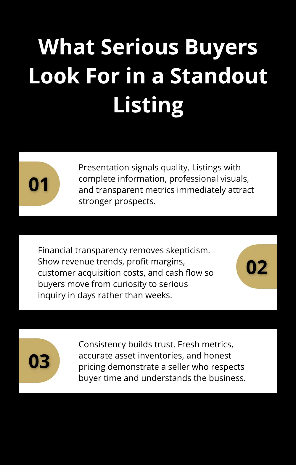 Three factors that make a business listing attract qualified buyers - robust marketing tools