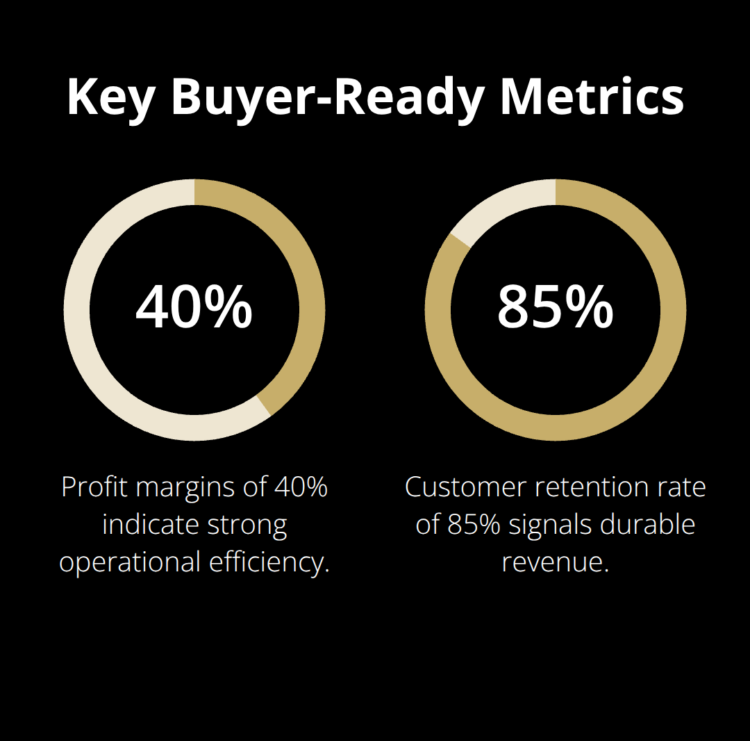 Percentage chart showing profit margins and customer retention rates buyers value.