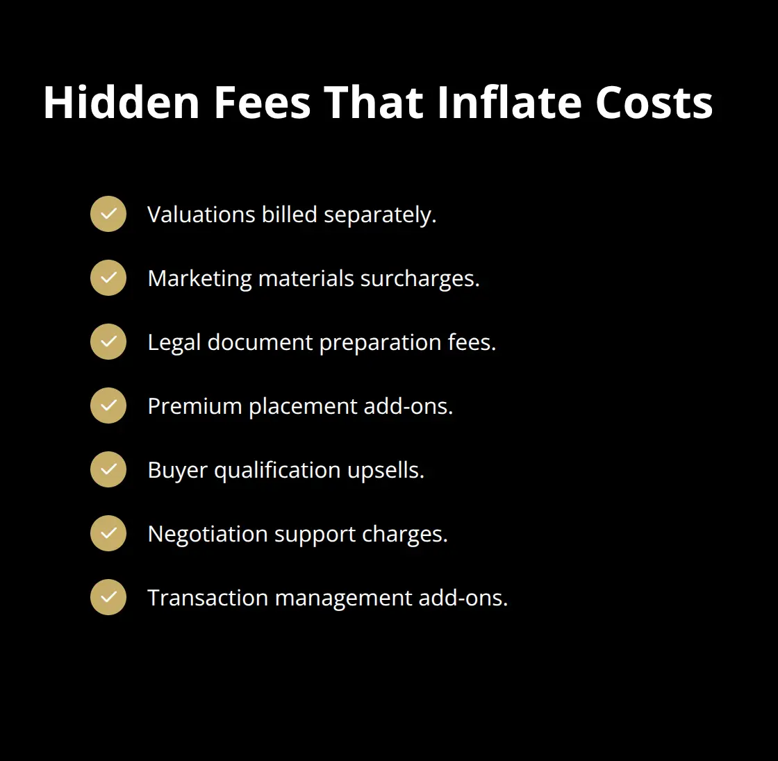 Checklist of common add-on fees that raise total platform costs beyond advertised rates. - sale platforms