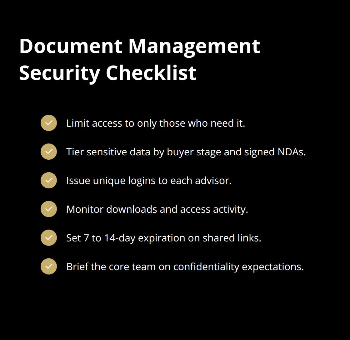 Checklist of document control best practices for secure business sales - secure online sale process