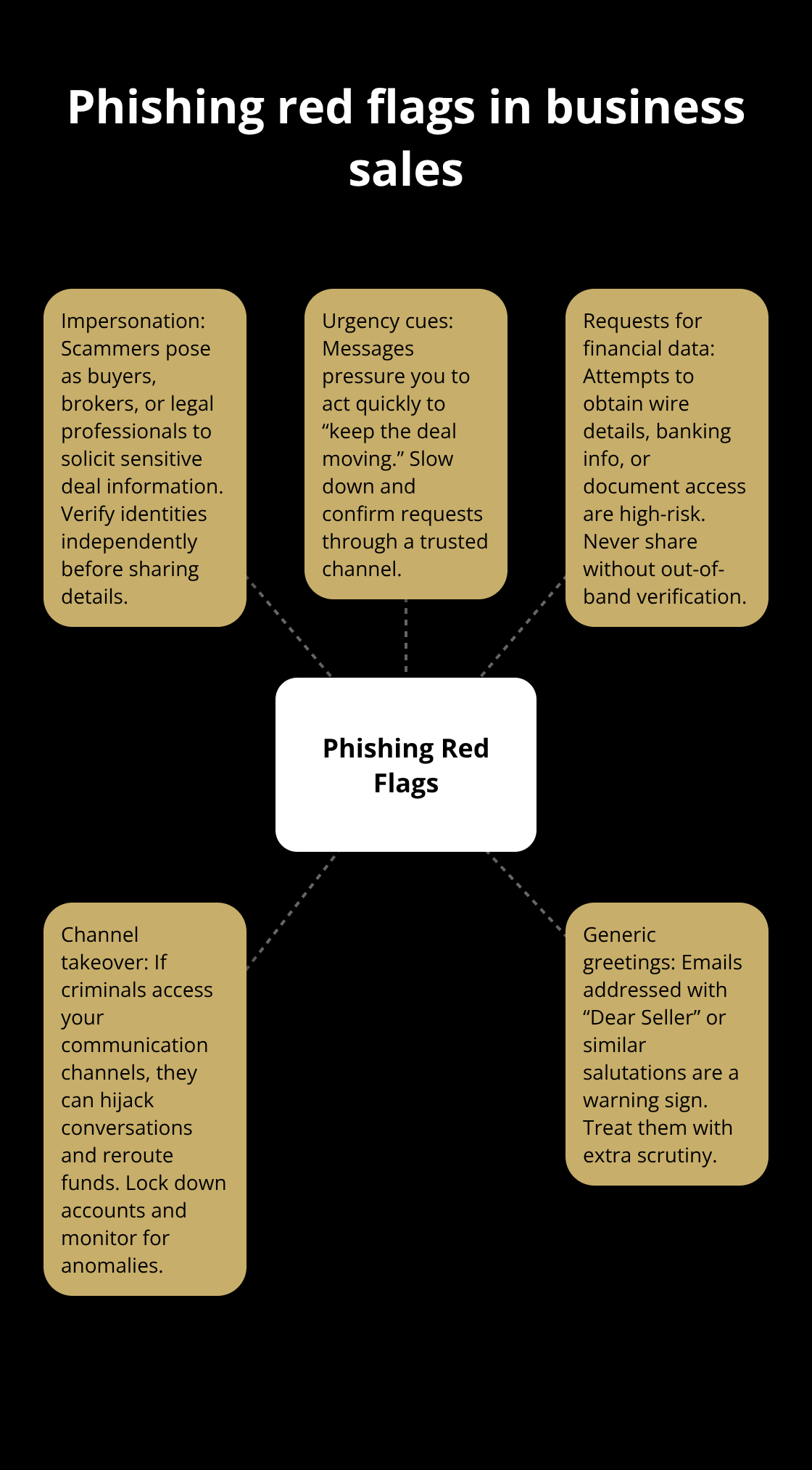 Visual guide to phishing red flags targeting business sellers - secure online transactions