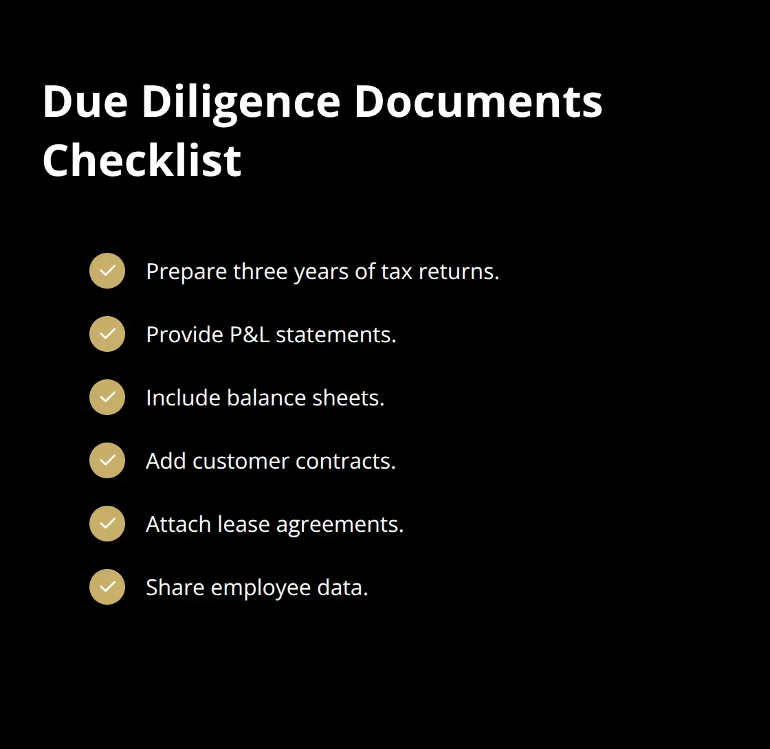 Checklist of core documents buyers expect during due diligence. - sell a small business