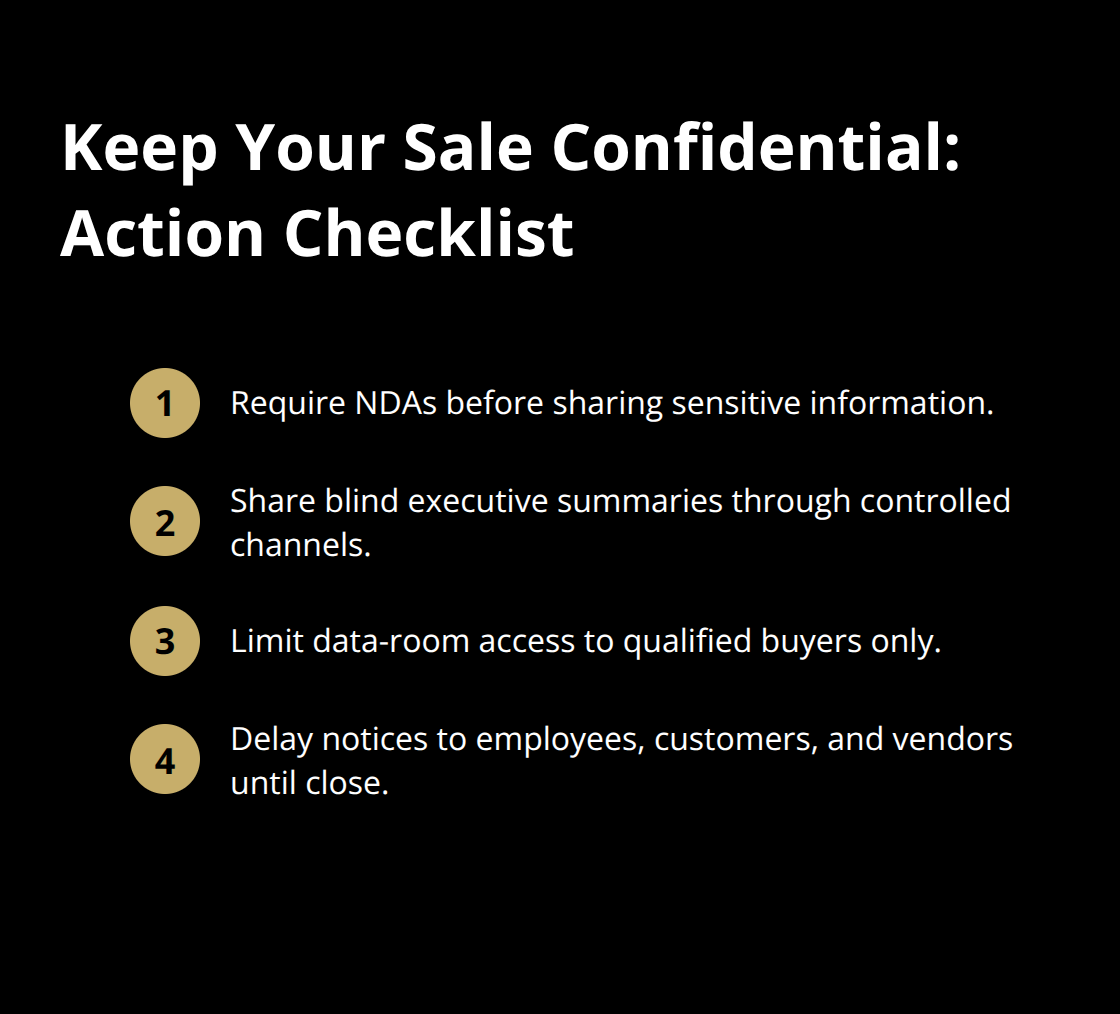 Compact ordered list of steps to preserve confidentiality during a business sale in the U.S. - sell a small business