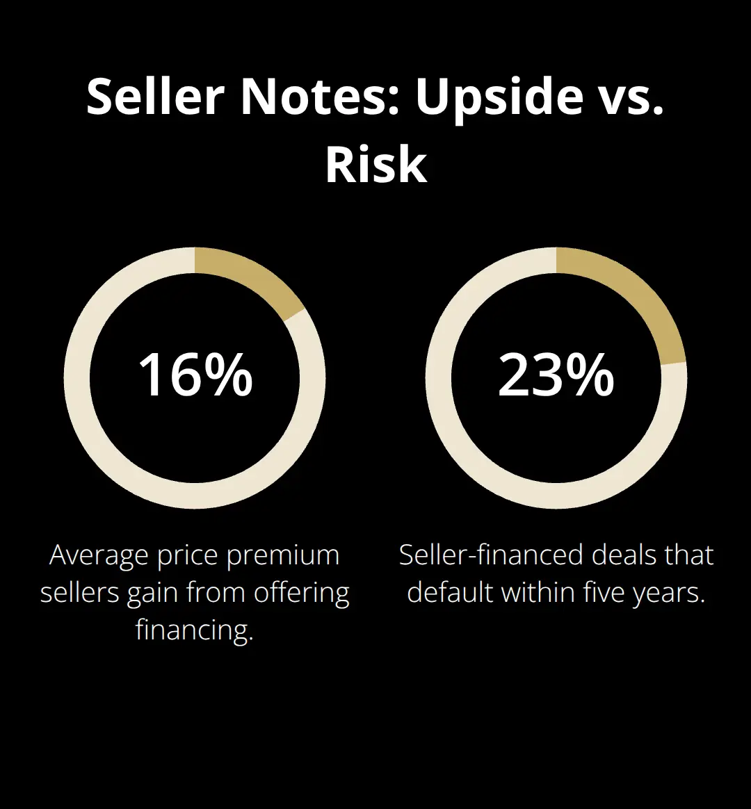 Percentages highlighting price premium and default risk for seller-financed deals