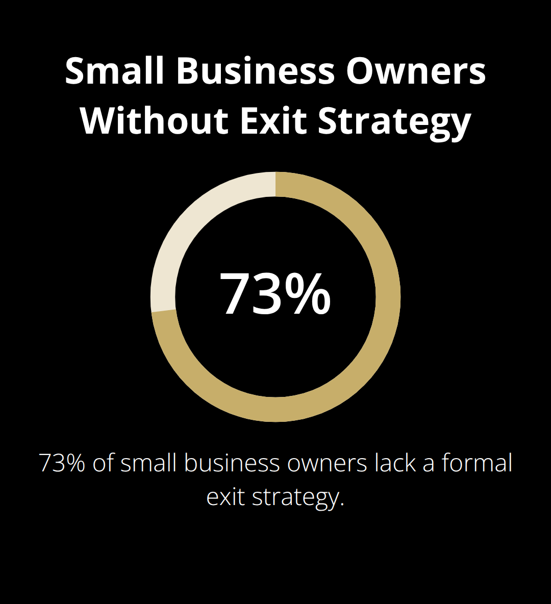 Pie chart showing 73% of small business owners have no formal exit strategy - small business exit