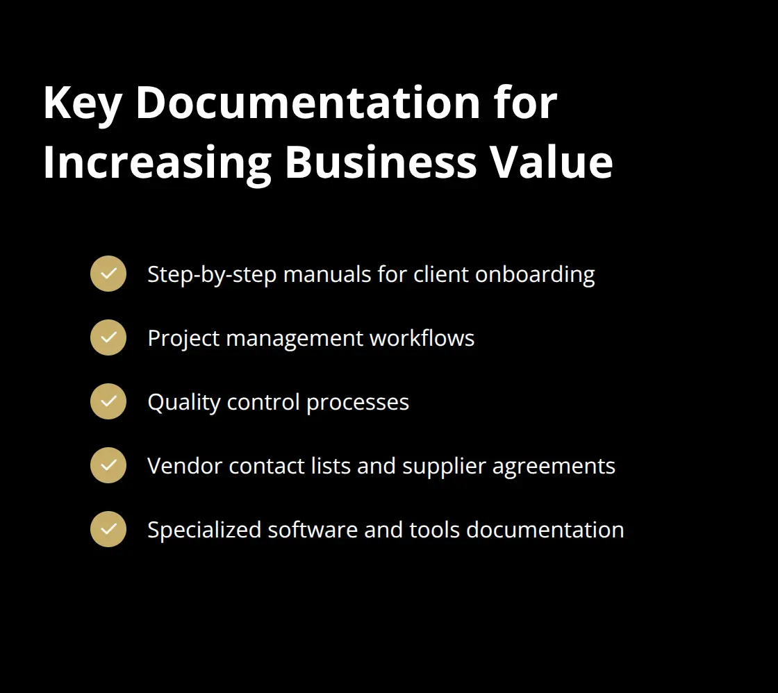 Checklist of key documentation aspects that increase business value for solopreneurs - small business exit