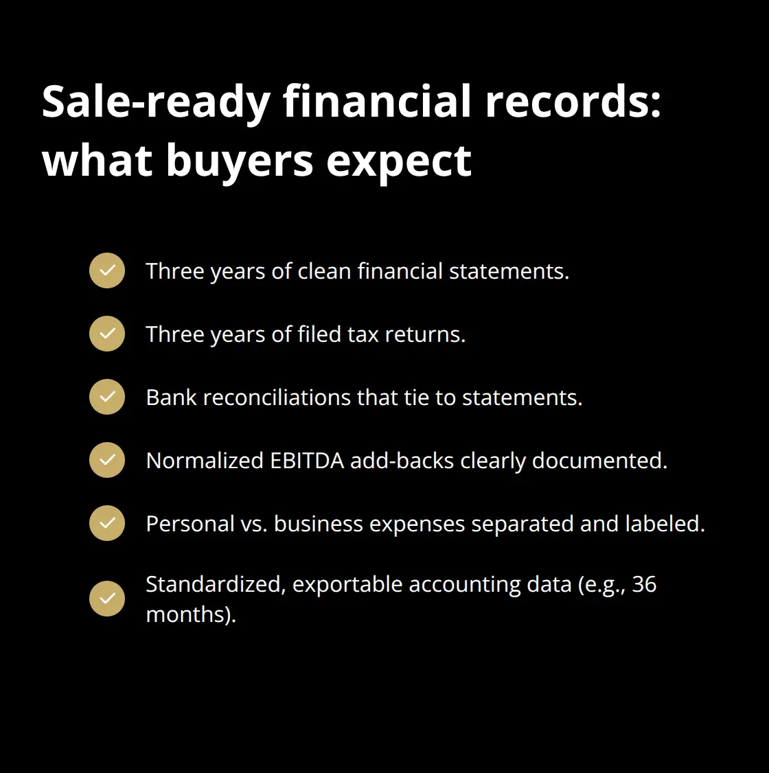 Checklist of sale-ready financial documents U.S. buyers look for