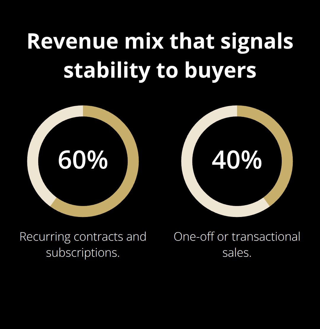 Percentage split of recurring vs. one-off revenue that buyers prefer - small business sale readiness