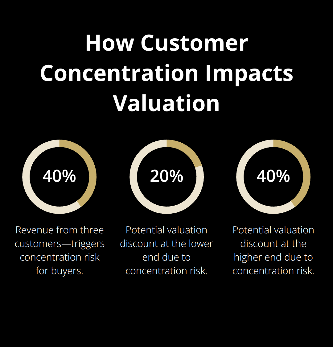 Percentage chart illustrating concentration risk and potential valuation discounts for U.S. small businesses. - small business valuation basics