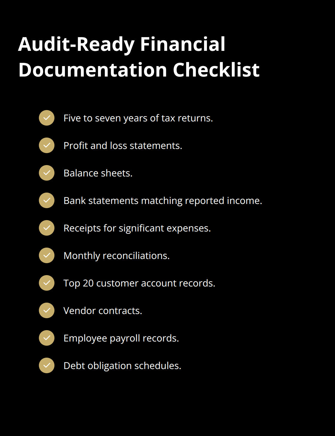 Checklist of records buyers typically request during due diligence. - small business valuation