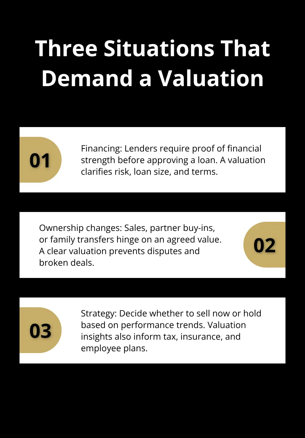Three key situations when a formal business valuation is essential for U.S. small businesses. - Valuation methods explained