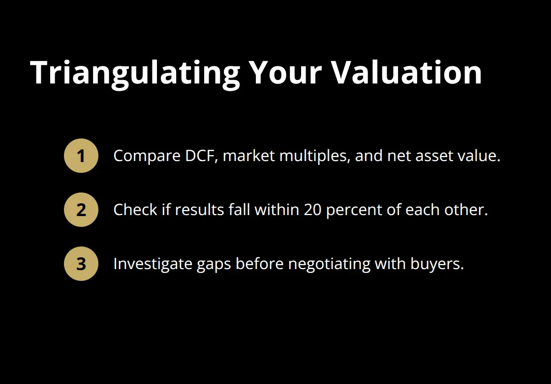 Steps to reconcile DCF, market multiples, and net asset value - valuation methods